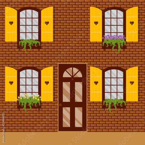 window and shutters. Vector illustration