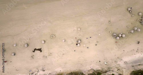 Aerial view of  Moeraki Boulders in New Zealand