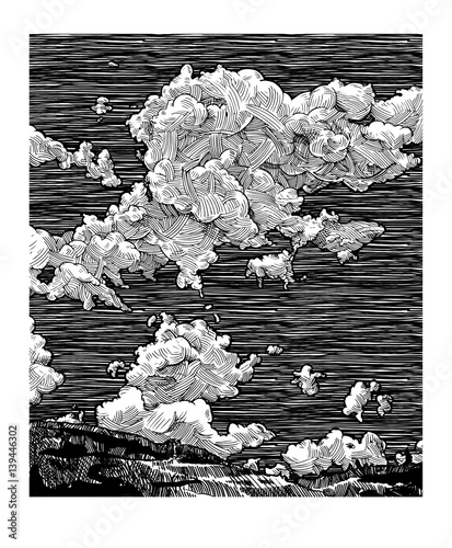 hand drawn illustration of sky