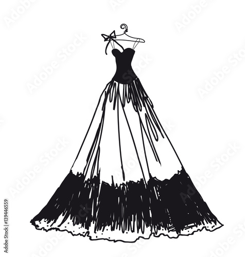 wedding dress design, black and white