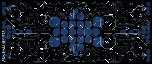 Background with futuristic user interface. Design concept with HUD elements.
