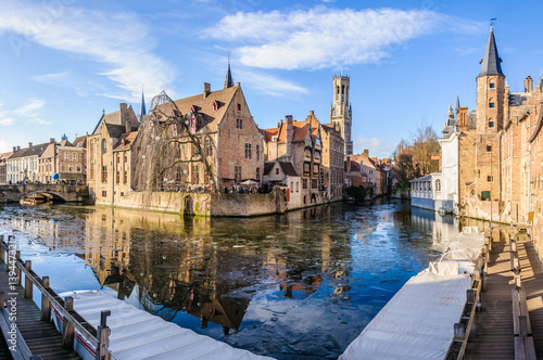 Reflection of Rosary Quay in Bruges, Belgium