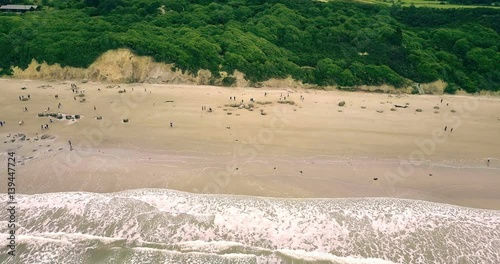 Aerial view of  Moeraki Boulders in New Zealand