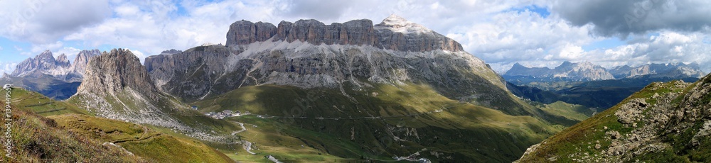 Impressive panorama view on famous mountains in the dolomite alps (Italy)