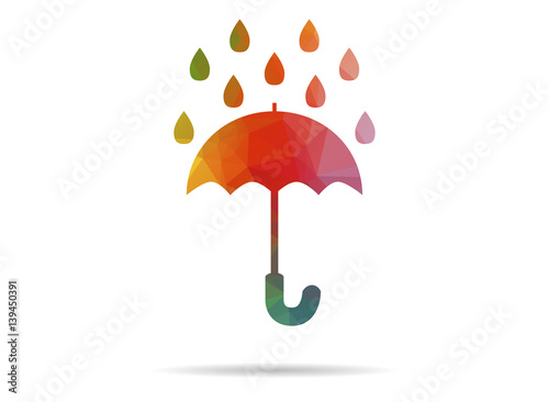 low poly umbrella rain