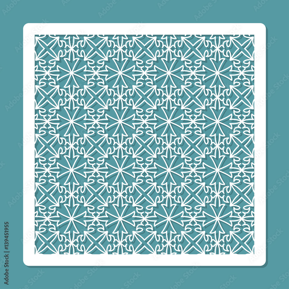 Laser cutting and printing template. Square decorative carved panel. Card for greeting cards, invitations, photos, and more. Vector illustration. Laser cutting and printing template. Square decorative carved panel. Card for greeting cards, invitations, photos, and more. Vector illustration.