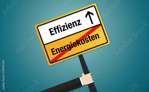 Energiekosten Effizienz Schild im Flat Design