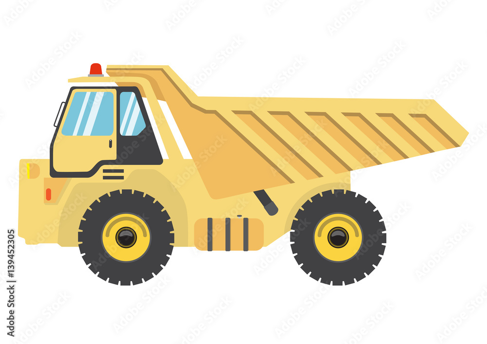 cartoon flat dump truck.vector auto heavy vehicle illustration.car icon isolated