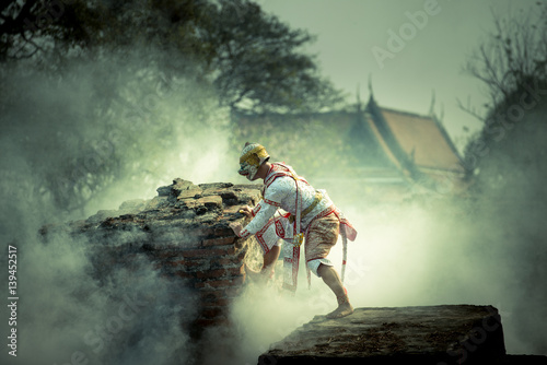 Thai Ramayana literature actor in Ayuthaya province, Thailand.