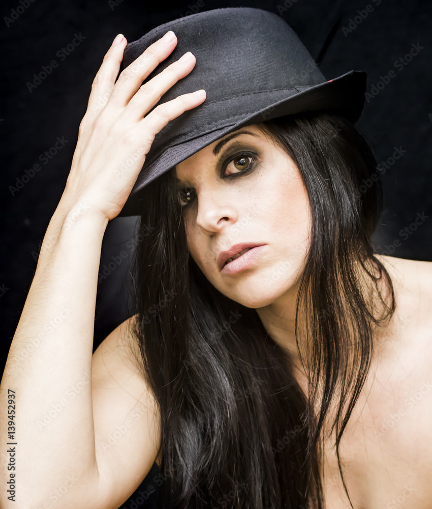 Beauty Woman Portrait over black Background Beauty Woman Portrait over black Background