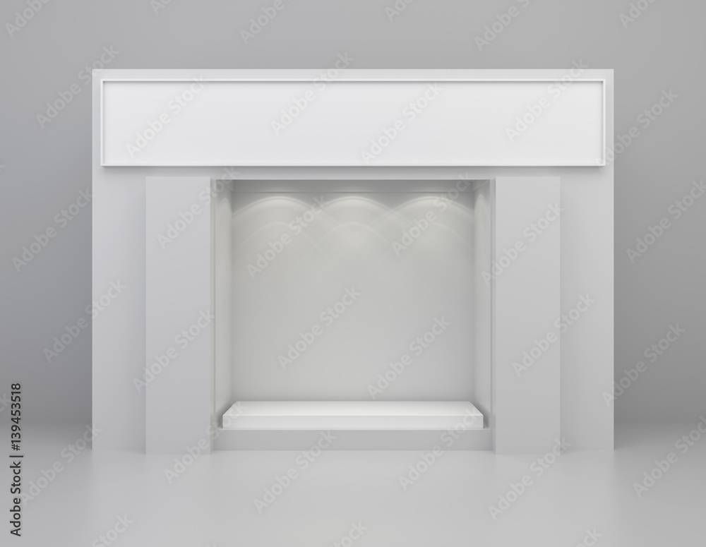 Showcase gallery with light bulbs. 3d rendering Showcase gallery with light bulbs. 3d rendering