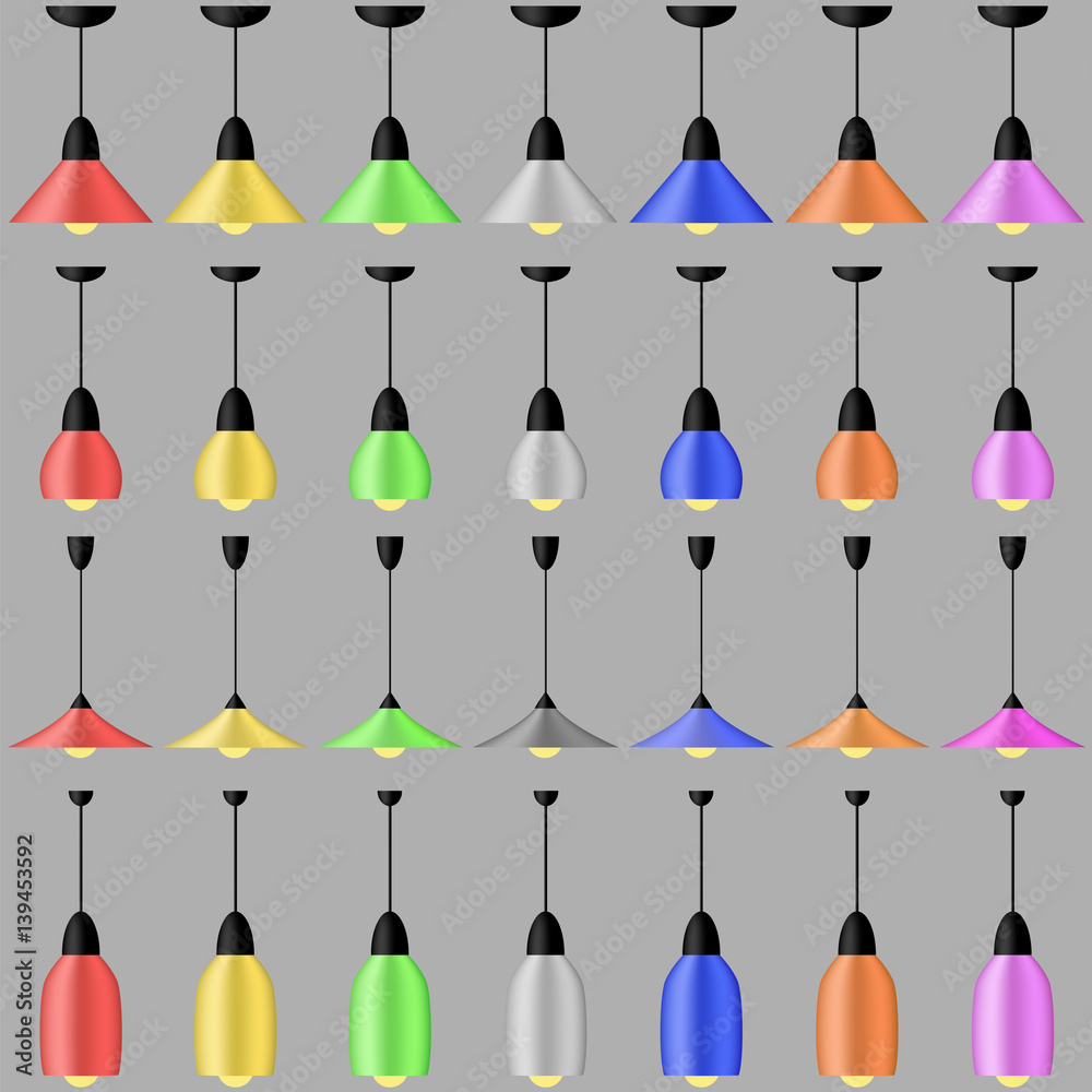 Set of Colored Lamps Isolated on Grey Background Set of Colored Lamps Isolated on Grey Background