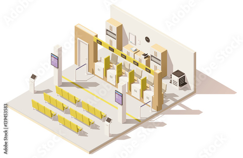 Vector isometric low poly visa application center