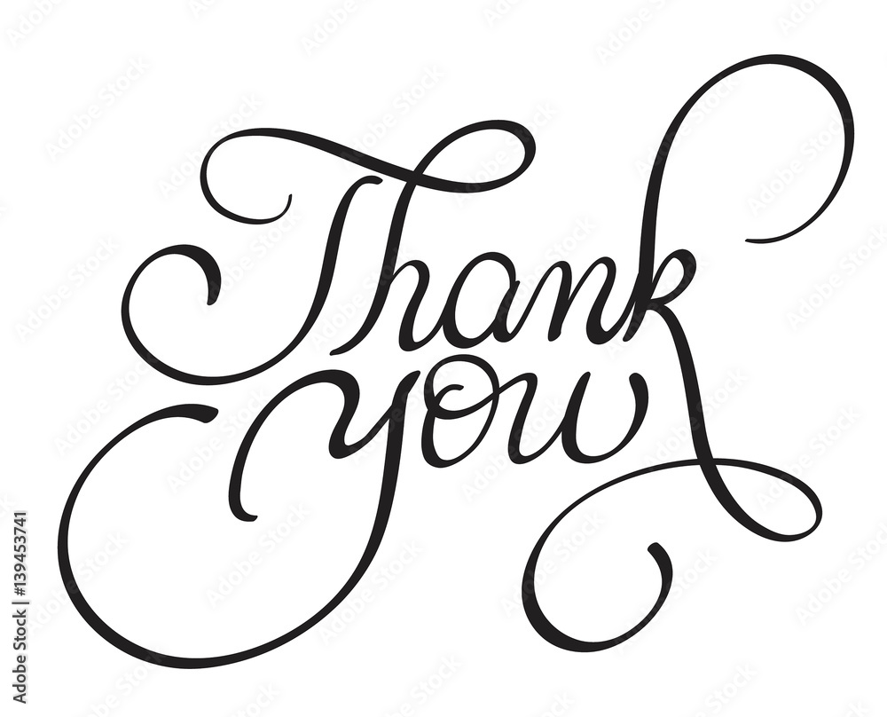 Thank you text on white background. Calligraphy lettering Vector illustration EPS10 Thank you text on white background. Calligraphy lettering Vector illustration EPS10