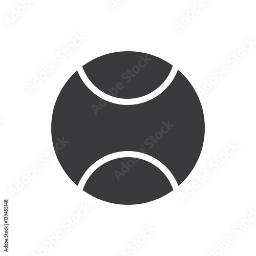 Simple flat tennis ball icon, grayscale on white background