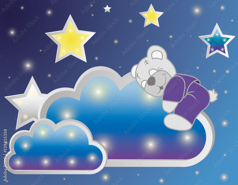 Naklejka premium Vector three-dimensional star, clouds, pattern