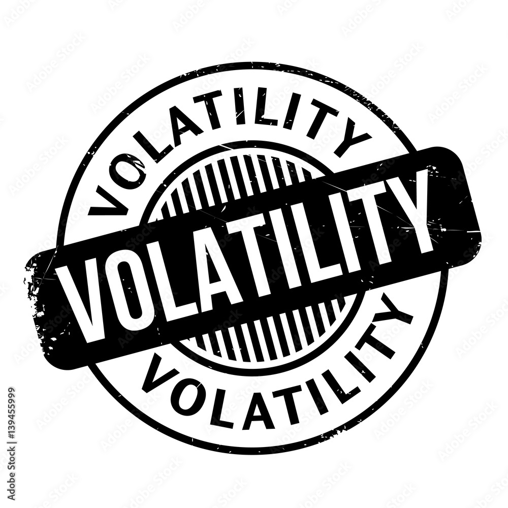 Volatility rubber stamp. Grunge design with dust scratches. Effects can be easily removed for a clean, crisp look. Color is easily changed.