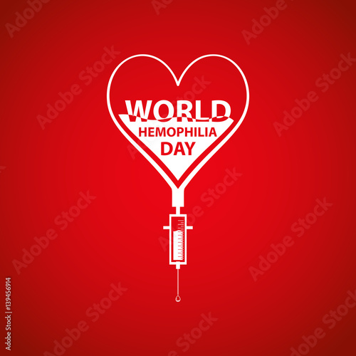 World hemophilia day concept. Heart makes drop counter transfusion. Vector illustration EPS 10.