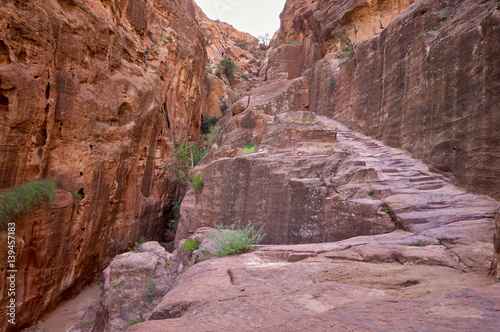 Petra mountains, Jordan. Abandoned rock-cutted stairway.