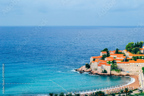 Sveti Stefan island on Adriatic seaside of Montenegro
