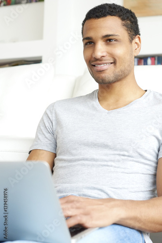 Afro American businessman working at home