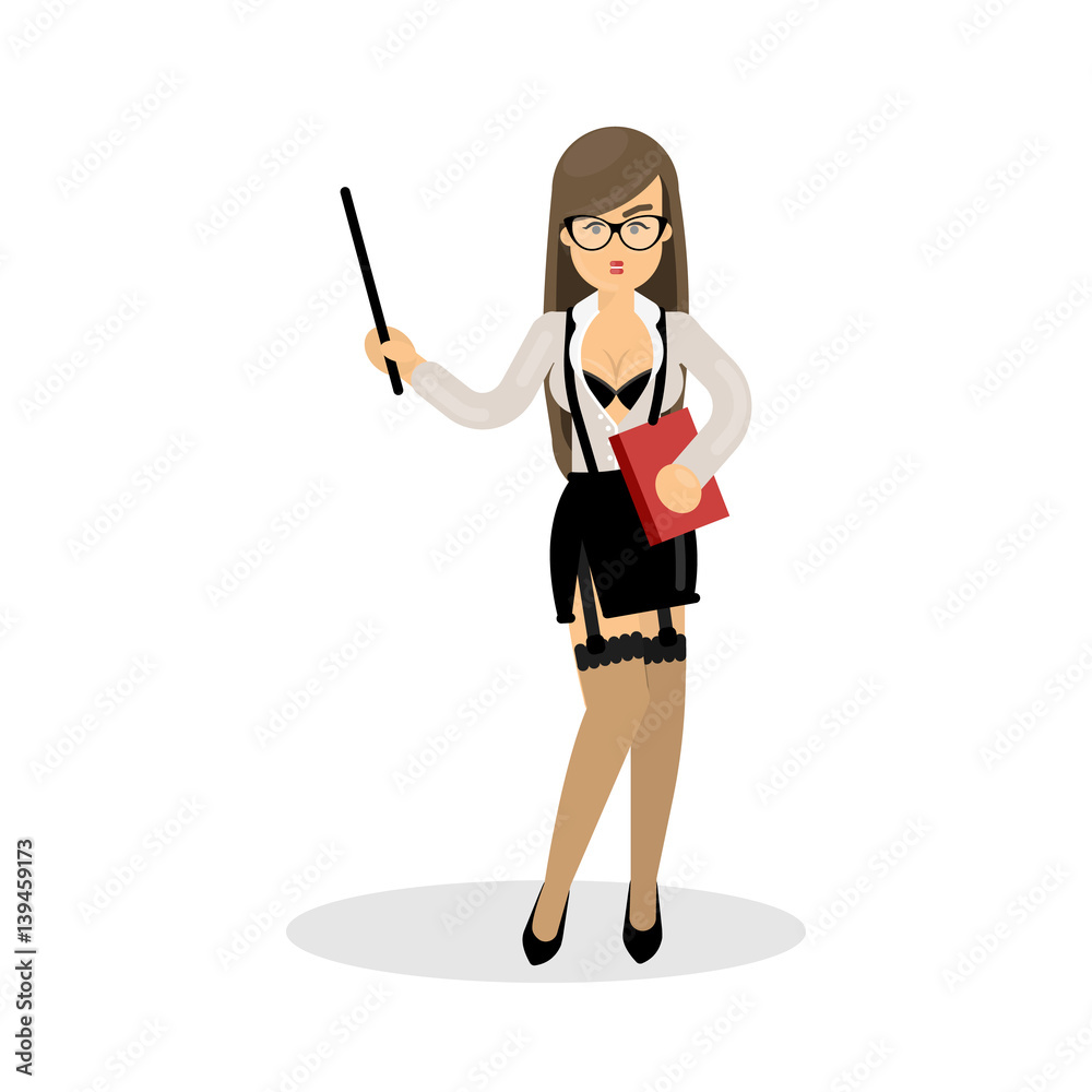 Isolated sexy teacher on white background. Beautiful smiling woman in sexy professor outfit. Isolated sexy teacher on white background. Beautiful smiling woman in sexy professor outfit.