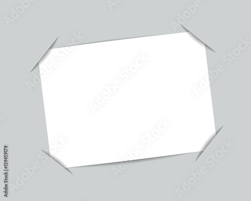 Blank, white paper card inserted into gray background