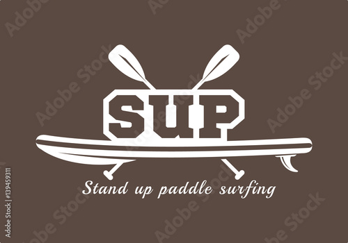 Stand up paddle surfing. Sup surfing sign, logo