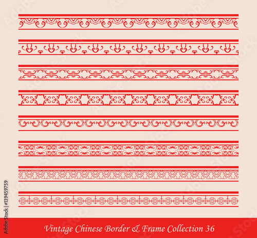 Vintage Chinese Border Frame Vector Collection