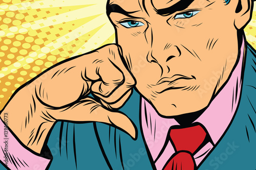 Close-up face of a man thinker