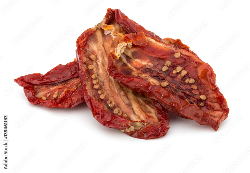 Dried tomatoes isolated on white background cutout Dried tomatoes isolated on white background cutout