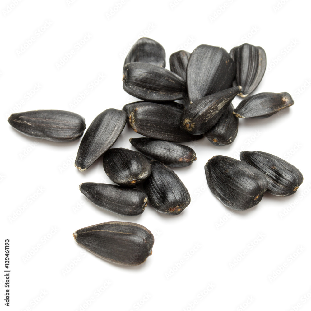 Sunflower seeds isolated on white background close up Sunflower seeds isolated on white background close up