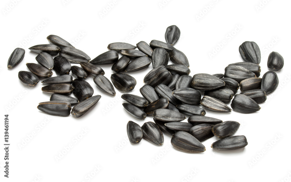 Sunflower seeds  isolated on white background close up