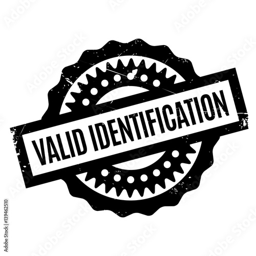 Valid Identification rubber stamp. Grunge design with dust scratches. Effects can be easily removed for a clean, crisp look. Color is easily changed.
