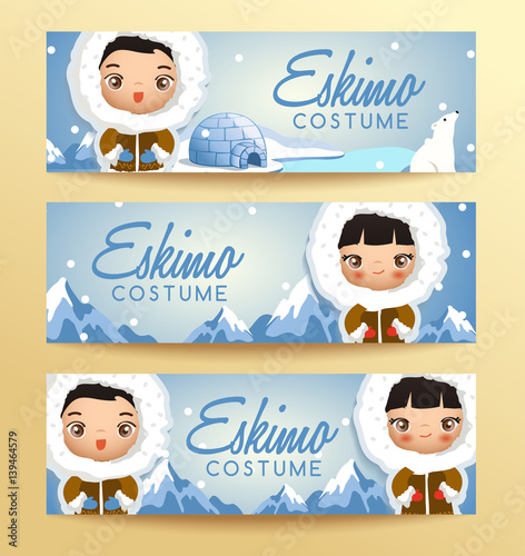 Eskimo traditional costumes : Vector Illustration