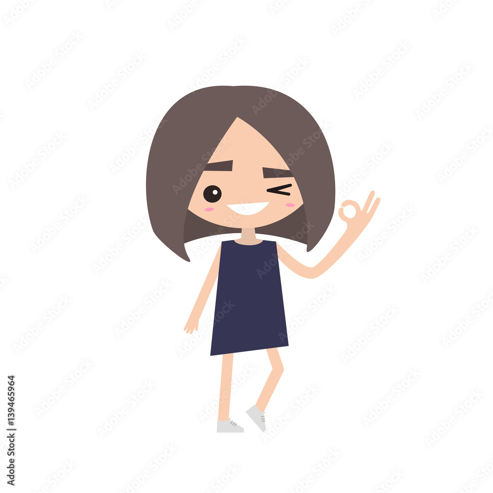 Smiling winking girl says Smiling winking girl says