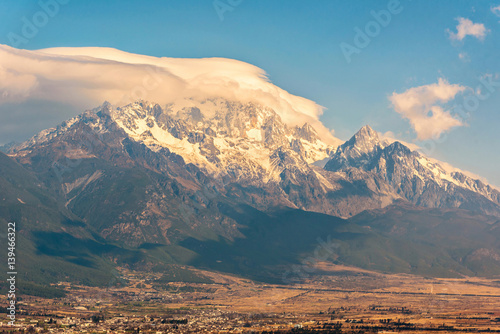 Landscape view of Jade dragon snow mountain in Lijiang ,Yunnan, China