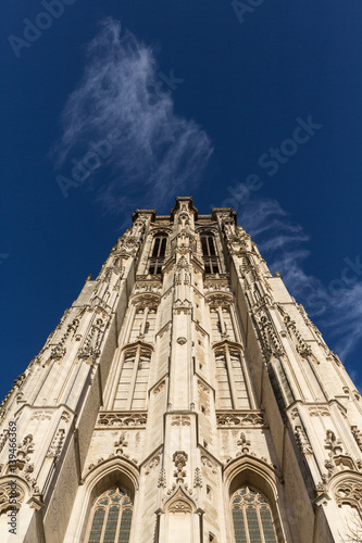 St. Rumbold's Cathedral in Mechelen, Belgium on a clear winter day. photo