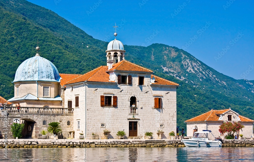 Gospa od Skrpjela, Perast, Montenegro. Small church in a Bay of Kotor