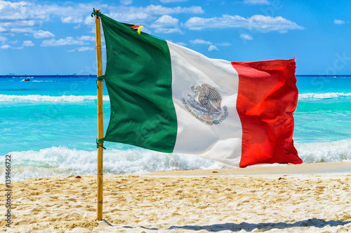 Mexican Flag on the Beach