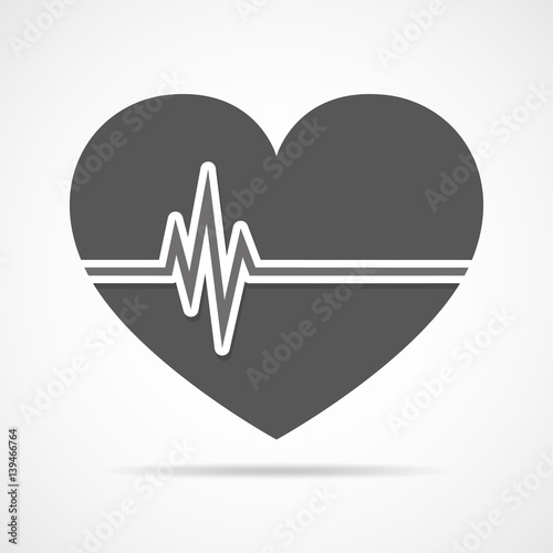 Heart icon with heartbeat. Vector illustration.