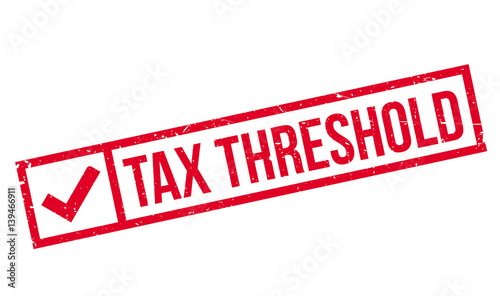 Tax Threshold rubber stamp. Grunge design with dust scratches. Effects can be easily removed for a clean, crisp look. Color is easily changed.