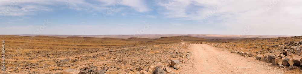 Panorama of a street leading to the horizon, Morocco