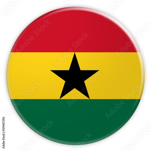 Free Download Ghana Flag Button, 3d illustration on white background - GFXLoad