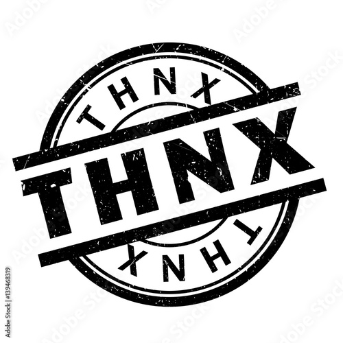 Thnx rubber stamp. Grunge design with dust scratches. Effects can be easily removed for a clean, crisp look. Color is easily changed.
