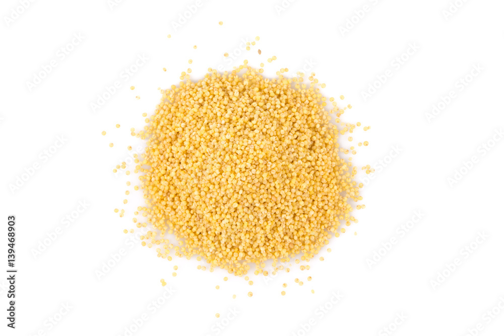 Dry millet isolated on white Dry millet isolated on white