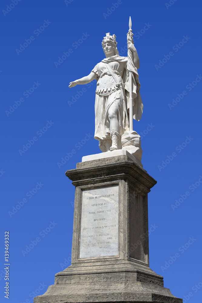 Statue of Liberty from white Carrara marble in San Marino
