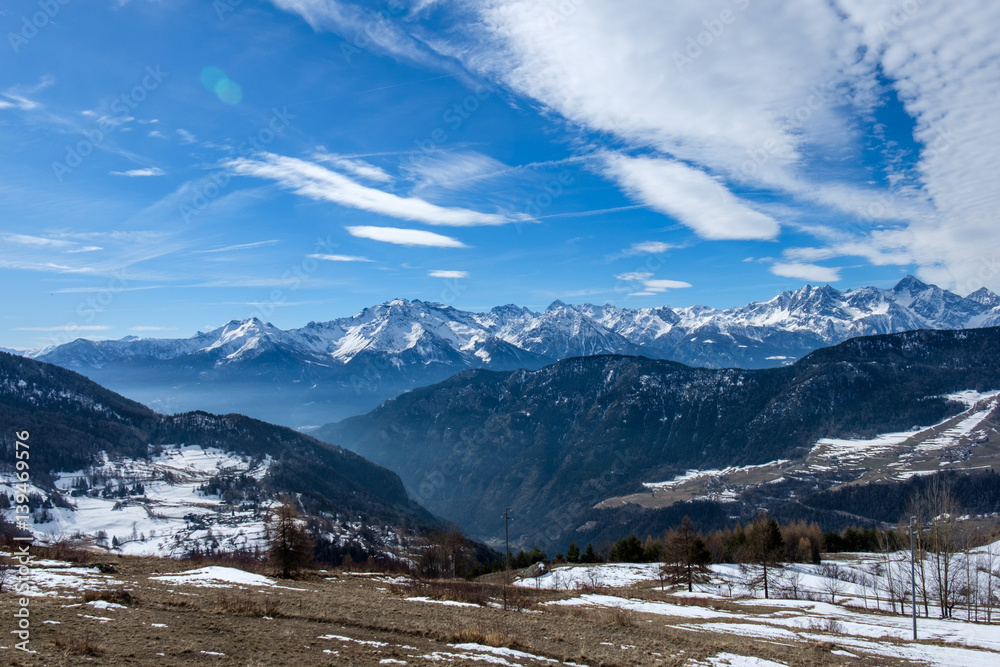 View of the Alps from the Valtournanche Valley, Aosta Valley, Italy