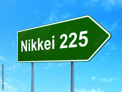 Stock market indexes concept: Nikkei 225 on road sign background