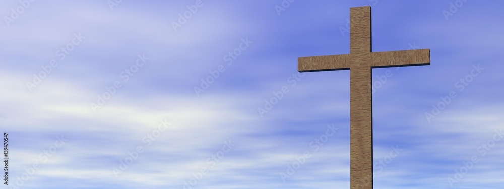 cross on clouds background - 3d render